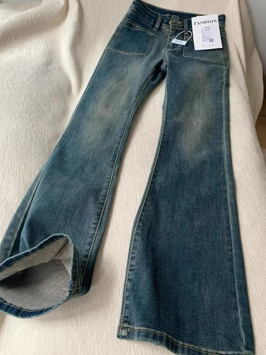 

High Waist Flared Straight Leg Jeans Women's Stretchy Denim Pants Bootcut Floor-Length Trousers plus Size Slimming Effect