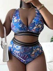 2026 Floral Bikini Large Swimsuit Women Plus Size Swimwear Female High Waist Bathers Bathing Swimming Swim Suit Beachwear