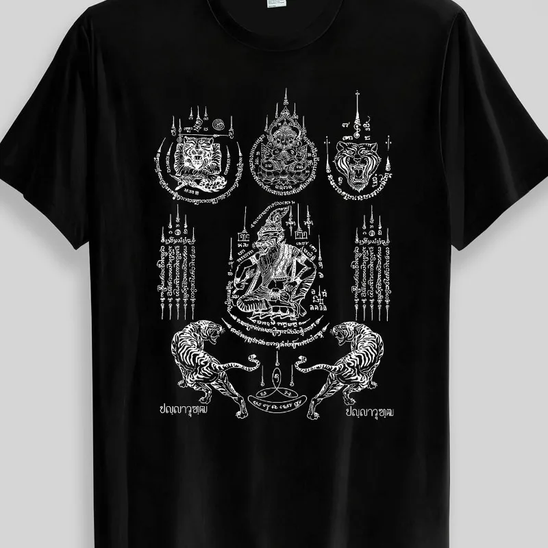 Thai Ancient Religion Mysterious Totem Tattoo Style T-shirt Men's T-shirt Summer Trend Streetwear Fashion Casual Printed T-shirt