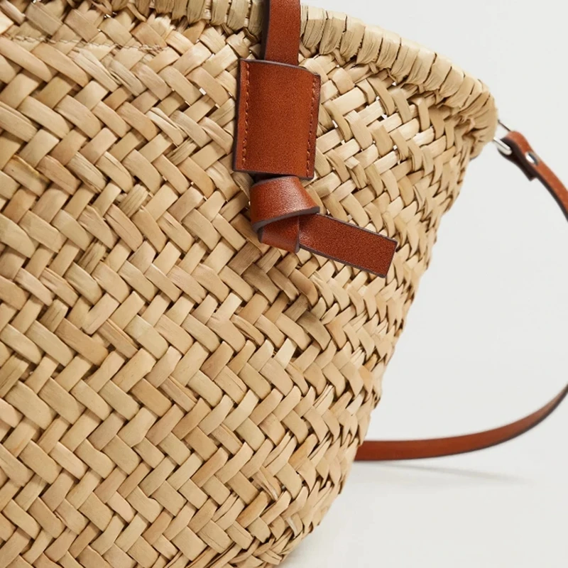 Handmade Summer Beach Straw Tote Bag Designer Shoulder Crossbody Bag Casual Wicker Woven Basket Bags Rattan Women Handbags 2024