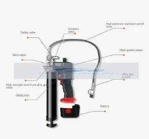 21V Draagbare Elektrische Vetspuit 10000PSI Olie-Vulling Tool Met Digitale Lock Knop Volledig Automatische Spuit Olie Vet gun