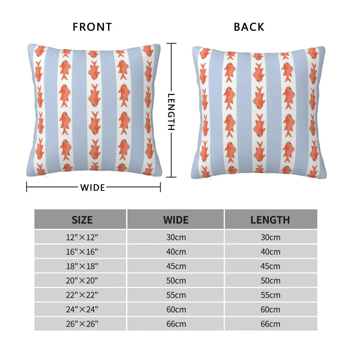 Coastal Fish Stripes Nostalgic Square Pillowcase Polyester Linen Velvet Printed Zip Decor Sofa 45x45