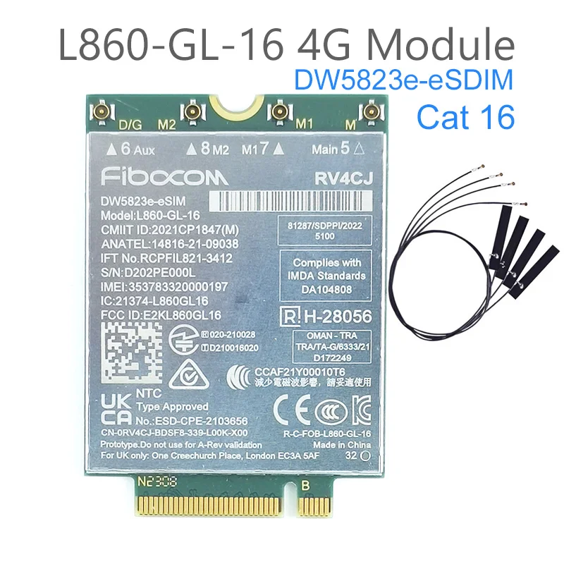 

L860-GL-16 DW5823e LTE 4G CAT16 XMM 7560R + модуль 4G модем NGFF M.2 для Latitude 5440 5540 7440