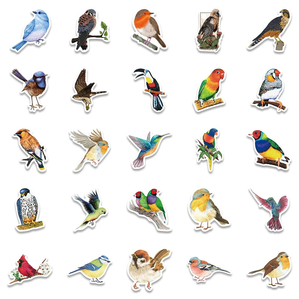 10/30/50PCS Mix Watercolor Style Bird Cartoon Stickers DIY Travel Skateboard Suitcase Guitar Luggage Laptop Funny Cute Sticker