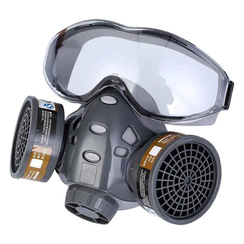 Dual carbon filter spray painted gas mask, protective mask, chemical pesticide, anti fog, glasses, 8201 set