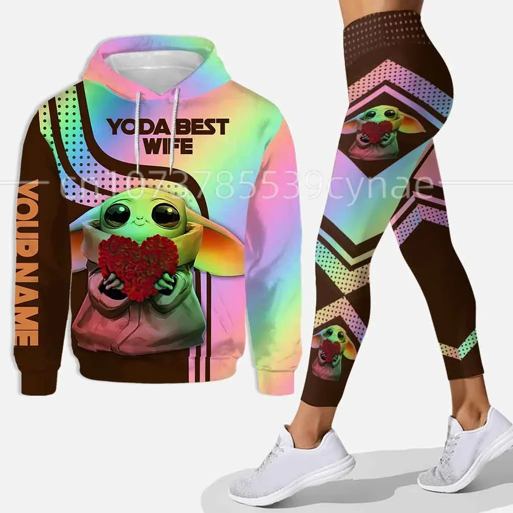 New Disney Yoda Baby 3D Hoodie Women\'s Hoodie SuitYoda Baby Yoga Pants Sweatpants Fashion Sports Suit
