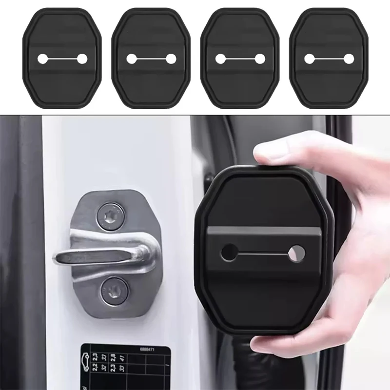 For Jeep Car Door Lock Cover Silicone Shock Absorption Silent Door Lock Buckle Protector Anti-Rust Anti-Collision Auto Door 2Pcs
