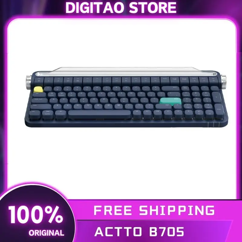 

Actto B705 Bluetooth Wireless Mechanical Keyboard Typewriter PBT RGB Backlight Keyboard With Holder Hot-Swap Laotop For Win Gift