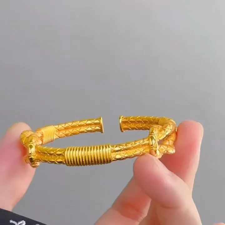 Women's 24K Gold AU999 Heracles Knot Open Bracelet | Titanium-edged with reflective accents, adventurous for outdoor activities