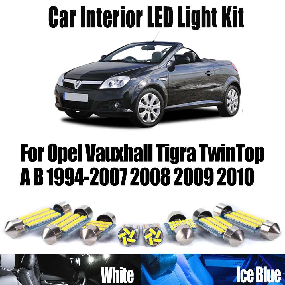 

Для Opel Vauxhall Tigra TwinTop A B 1994-2006 2007 2008 2009 2010 светодиодный комплект внутренней лампы для чтения карт купола автомобильные аксессуары
