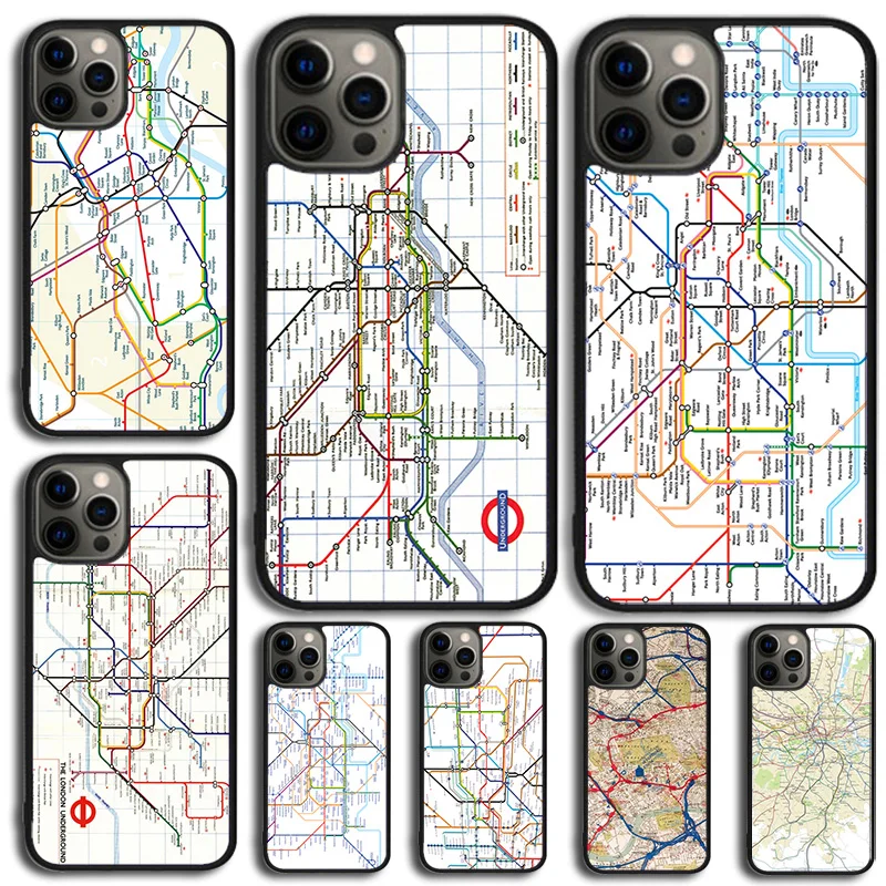 London Underground Tube Map Phone Case Cover For iPhone 15 16 14 XR XS 11 12 13 Mini Pro MAX Plus