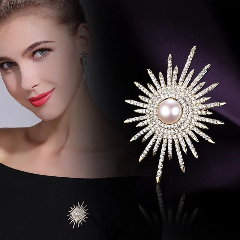 Luxury Fashion Elegant Faux Pearl Flower Brooches Pins For WomenGirls Gorgeous  Decor  Wedding Banquet Garment Ornament Gifts