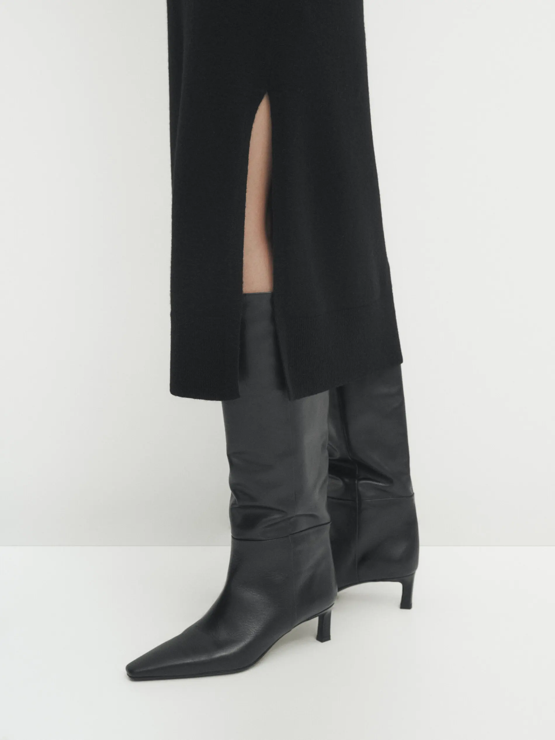 Ethereal MD 2023 autumn new style of Women\'s casual old money style black knit dress with zipper collar