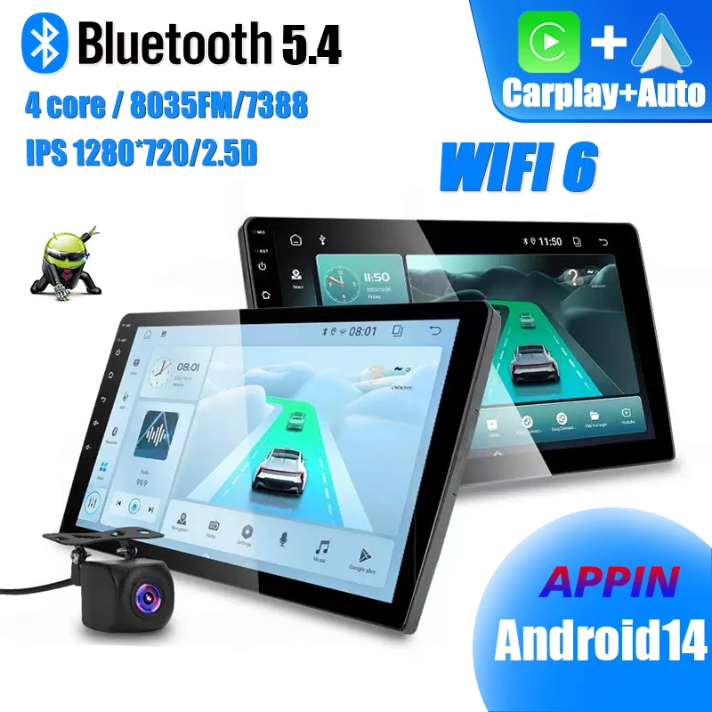

Car Android 14 Player, 4-Core 7-9-10Inch Bluetooth 5.4/Fm8035/Dual Band Wifi6/Gps/Glonass Car Navigation Universal Carplay AUTO