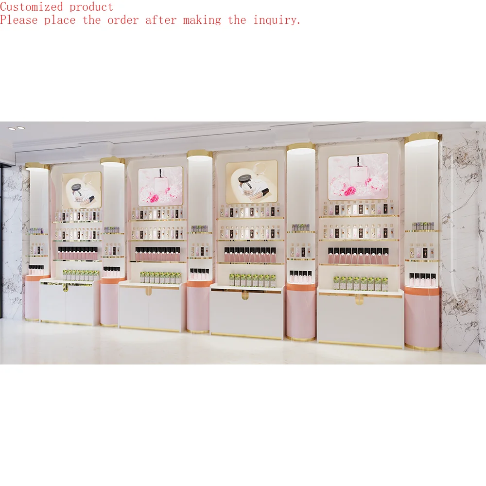 

Custom.Custom .Custom.Free Standing Cosmetics Display Rack Beauty Salon Product Shelf Cabinet Wholesale Make up Beauty Product D