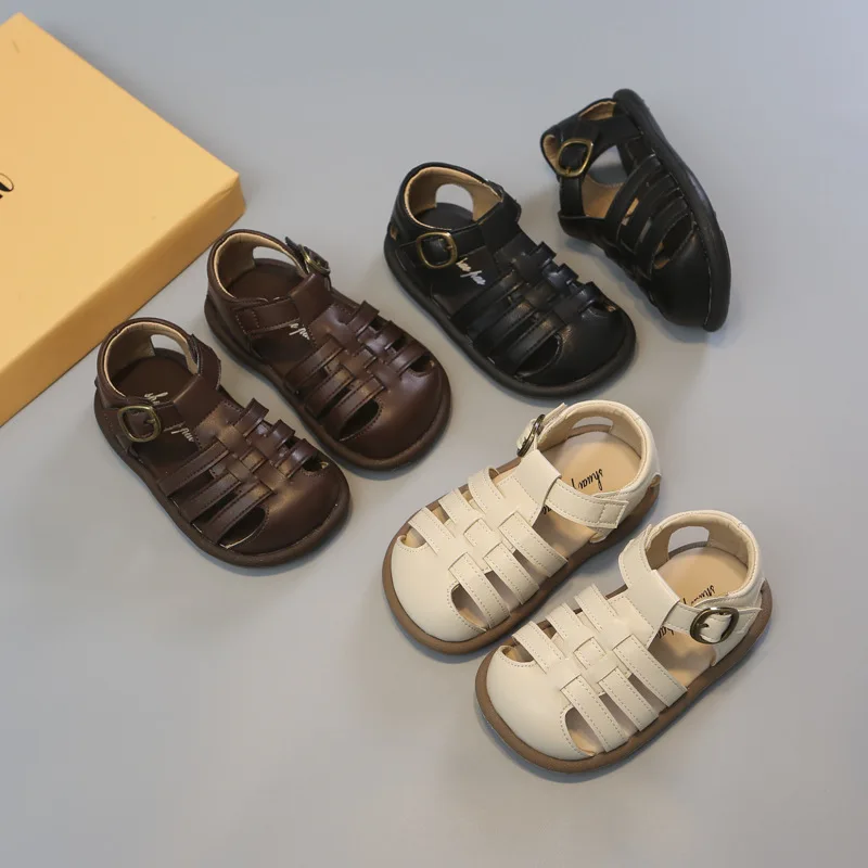 Sandalias antideslizantes para niñas, zapatos de ocio para niños pequeños, cómodos y transpirables, a la moda, para otoño, 2024