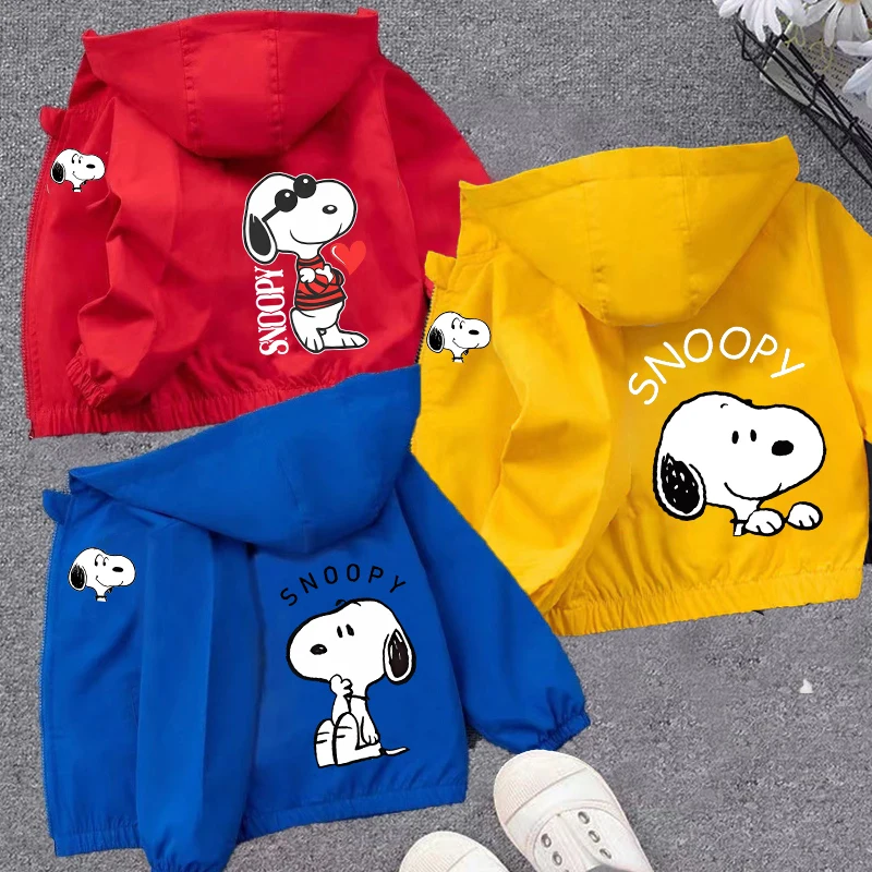 

Snoopys Children Jacket Kawaii Anime Printed Waterproof Coat Top Spring Autumn Kid Cartoon Cool Sportswear Sweatshirt Xmas Gifts