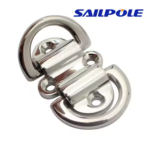 316 Stainless Steel 6mm Double D Ring Deck Folding Pad Eye Lashing Tie Down Cleat Yacht Motorboat Truck Polish Boat Marine