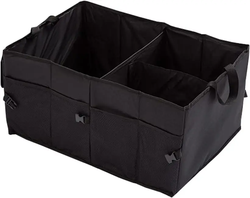

Collapsible Car Trunk Organizer with Compartments, Black Storage Basket for SUV Sedan