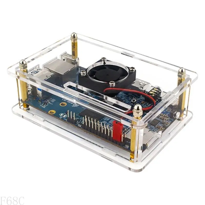 F68C Acrylic Enclouse สำหรับเคสสำหรับ 5 พร้อมพัดลมระบายความร้อนสำหรับความร้อน dissipat