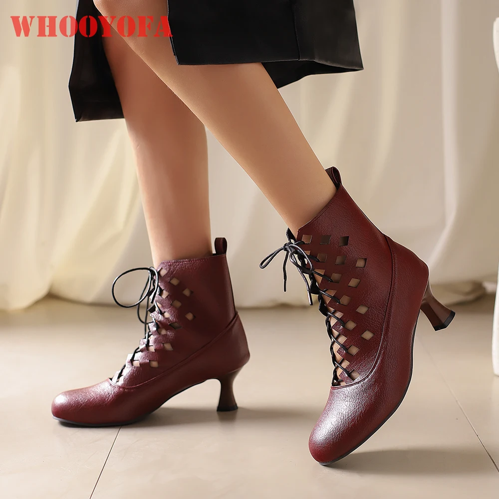 

2026 Spring New Sweet Wine Red Black Women Ankle Booties Round Toe High Heels Lady Shoes Plus Small Big Size 13 32 43 46 50