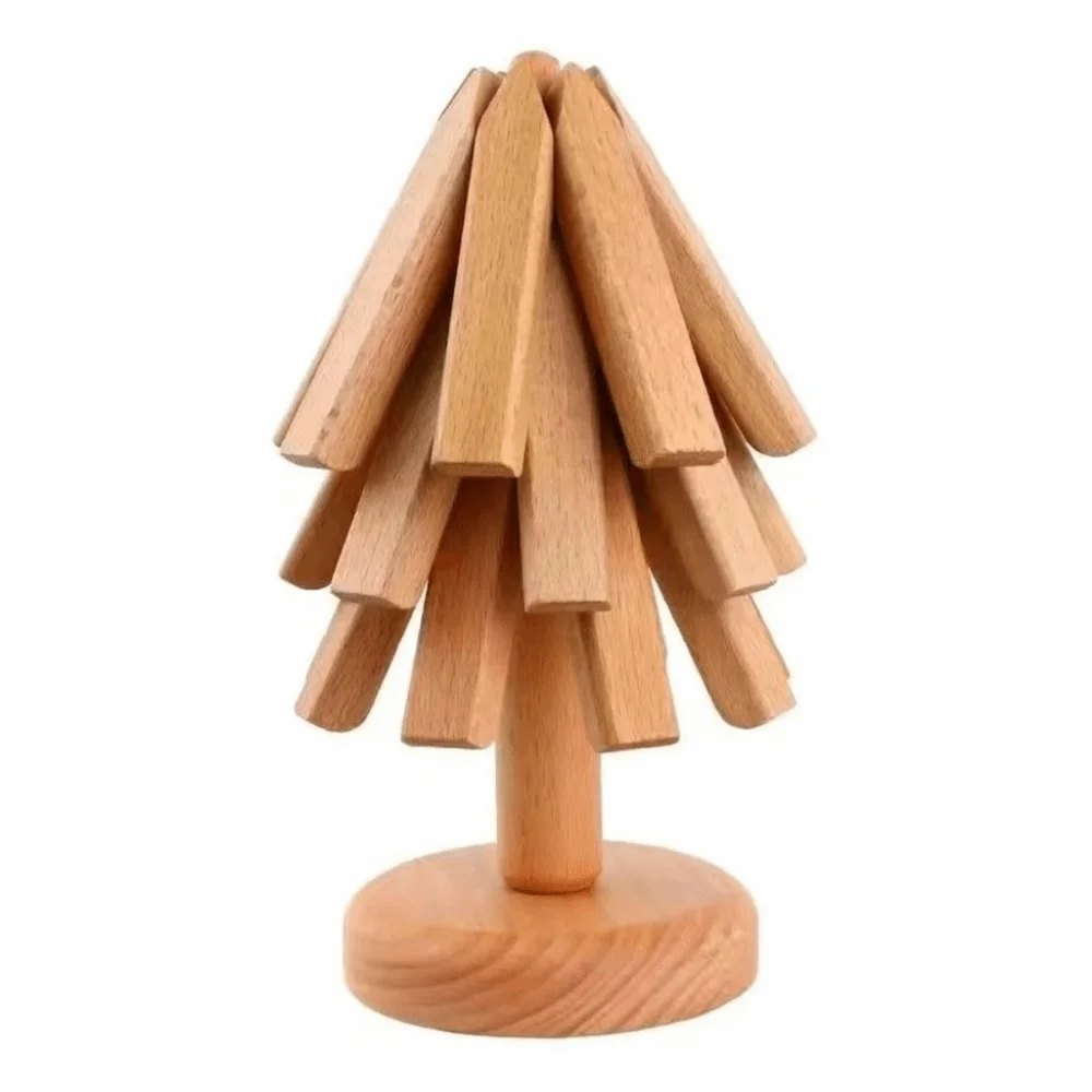 Decorative Tree Shaped Placemat Heat Resistant Vintage Cup Coaster Solid Wood Creative Insulation Mat Home