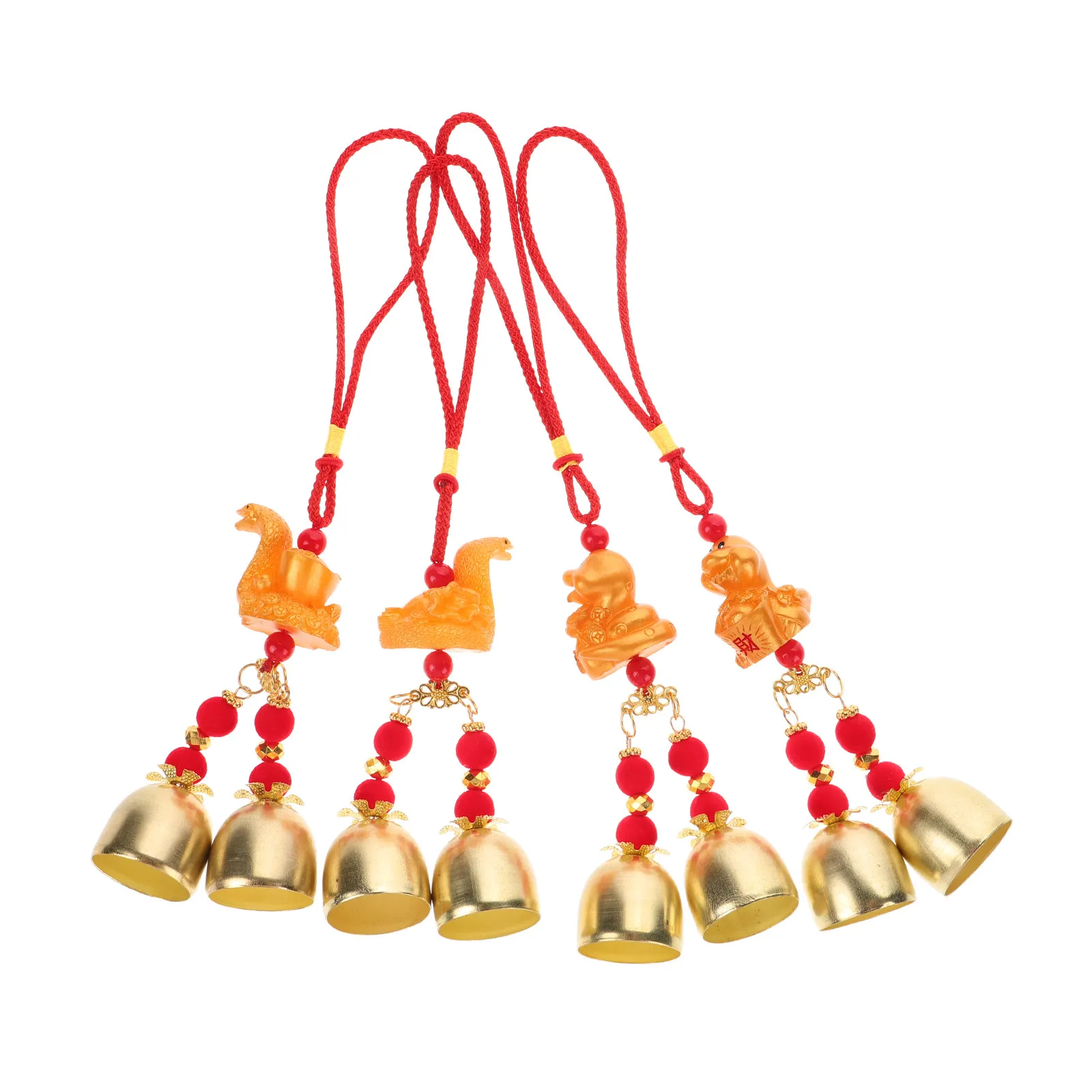 

4Pcs Chinese Year of The Snake Pendant Fengshui Bell Ornaments Lucky Hanging Charm Car Interior Tree Decoration 2025