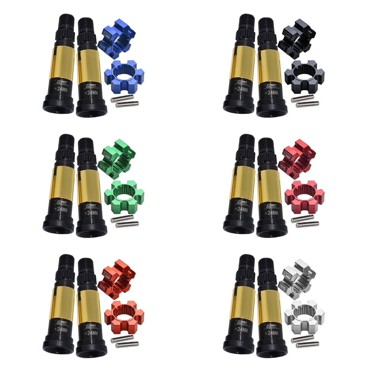 

GPM Harden Steel F/R CVD Joint +24mm+Alu 7075 Wheel Hex Hubs For TRAXXAS X-Maxx