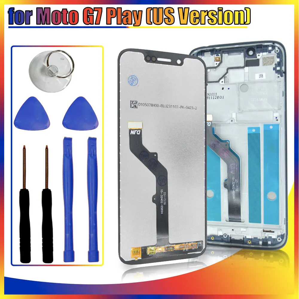 Tested LCD for Motorola Moto G7 Play US Ver XT1952 LCD Display Touch Screen Assembly for Moto G7 Play LCD Replacement With Frame