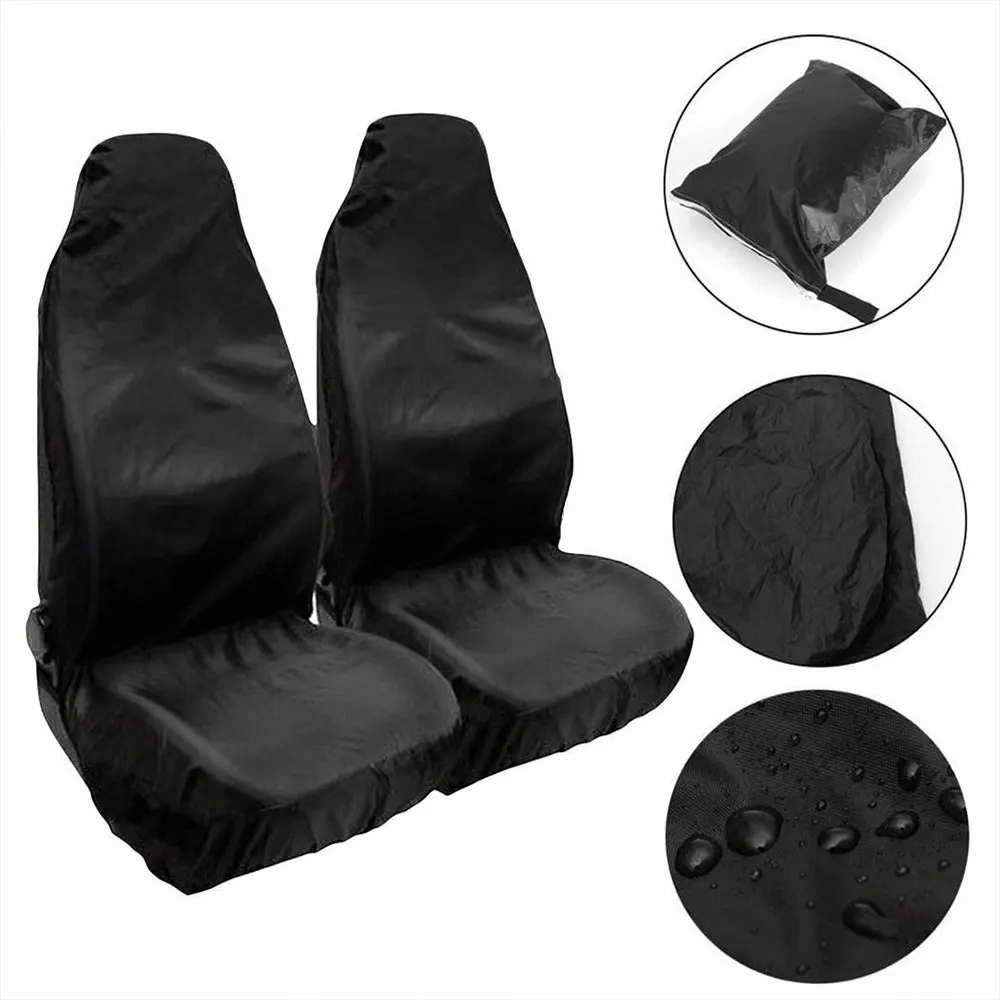 2-Pack Waterproof Car Front Seat Covers With Storage Bag - Durable Oxford Fabric