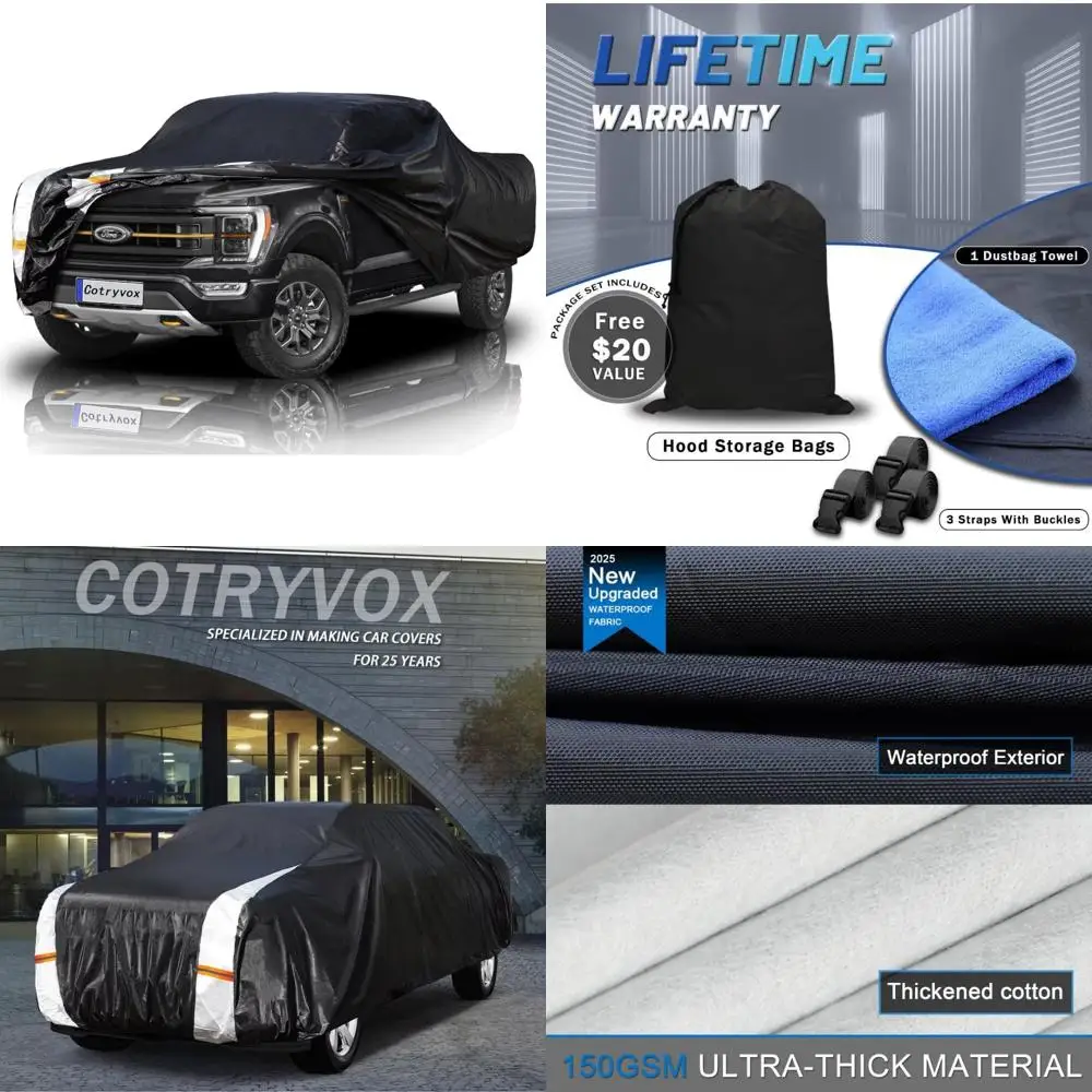 غطاء شاحنة مناسب مخصص لسرير Super Cab SB مقاس 6.5 بوصة مع سحاب باب، حماية خارجية كاملة مكونة من 12 طبقة