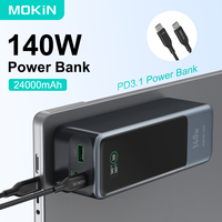 MOKiN 140W Power Bank 24000mAh PD 3.1 Fast Charging Portable External Battery 3 Output Ports Poverbank for iPhone 15 14 Macbook
