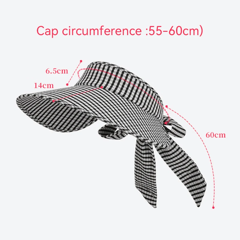 Chapeau de protection solaire d'été pour femmes, chapeau d'extérieur à carreaux frais, petit parfum, banderole à vent, nœud, grand bord, chapeau haut-de-forme vide