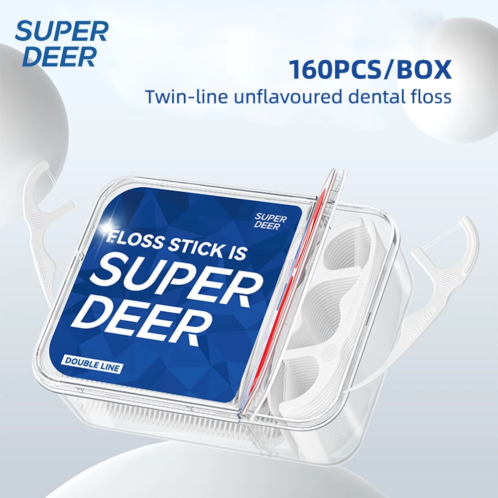 

160pcs/Box Dental Floss With Storage Box Disposable Twin-line Floss Toothpicks Deep Cleaning Between Teeth Oral Care Family Size