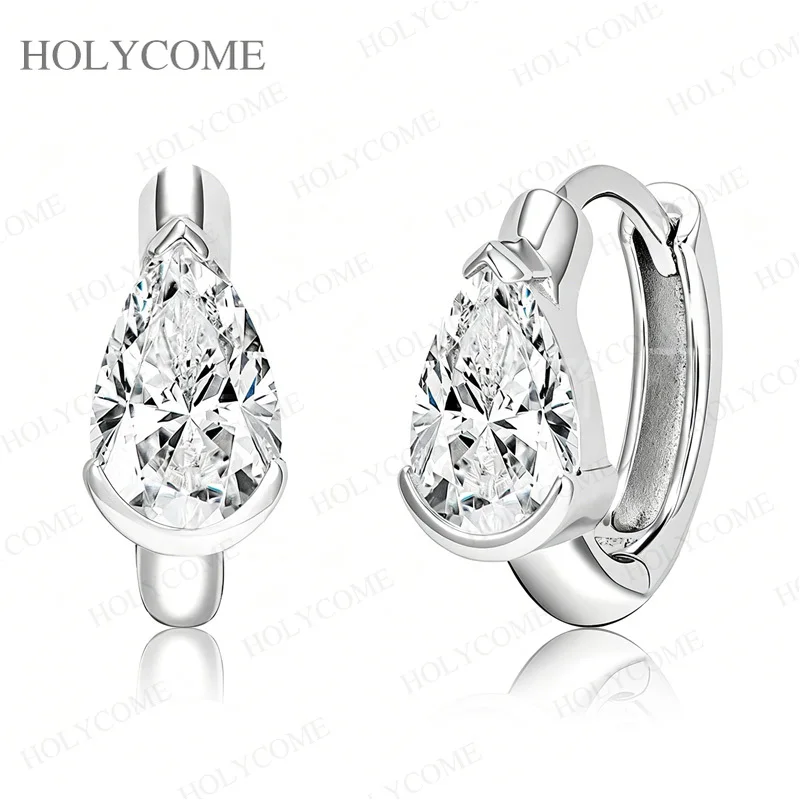 GRA-Zertifizierte Moissanit-Ohrringe 925 Sterling Silber 1-2ct Birnenförmiger Schliff D-Farbe Tägliches Tragen Feiner Schmuck Muttertagsgeschenke – Detail 3