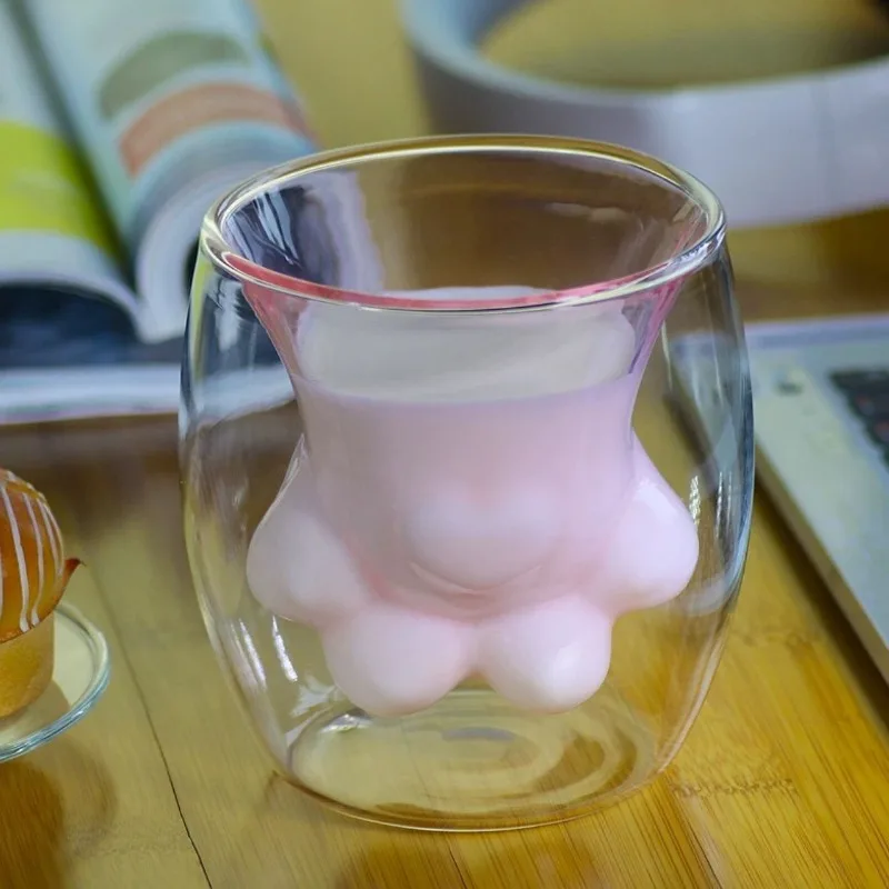 

Cute Water Cup Kawaii Women Dormitory Double Layered Glass Cup Coffee Beverage Insulated Desktop Decoration Girl Gift Wholesale