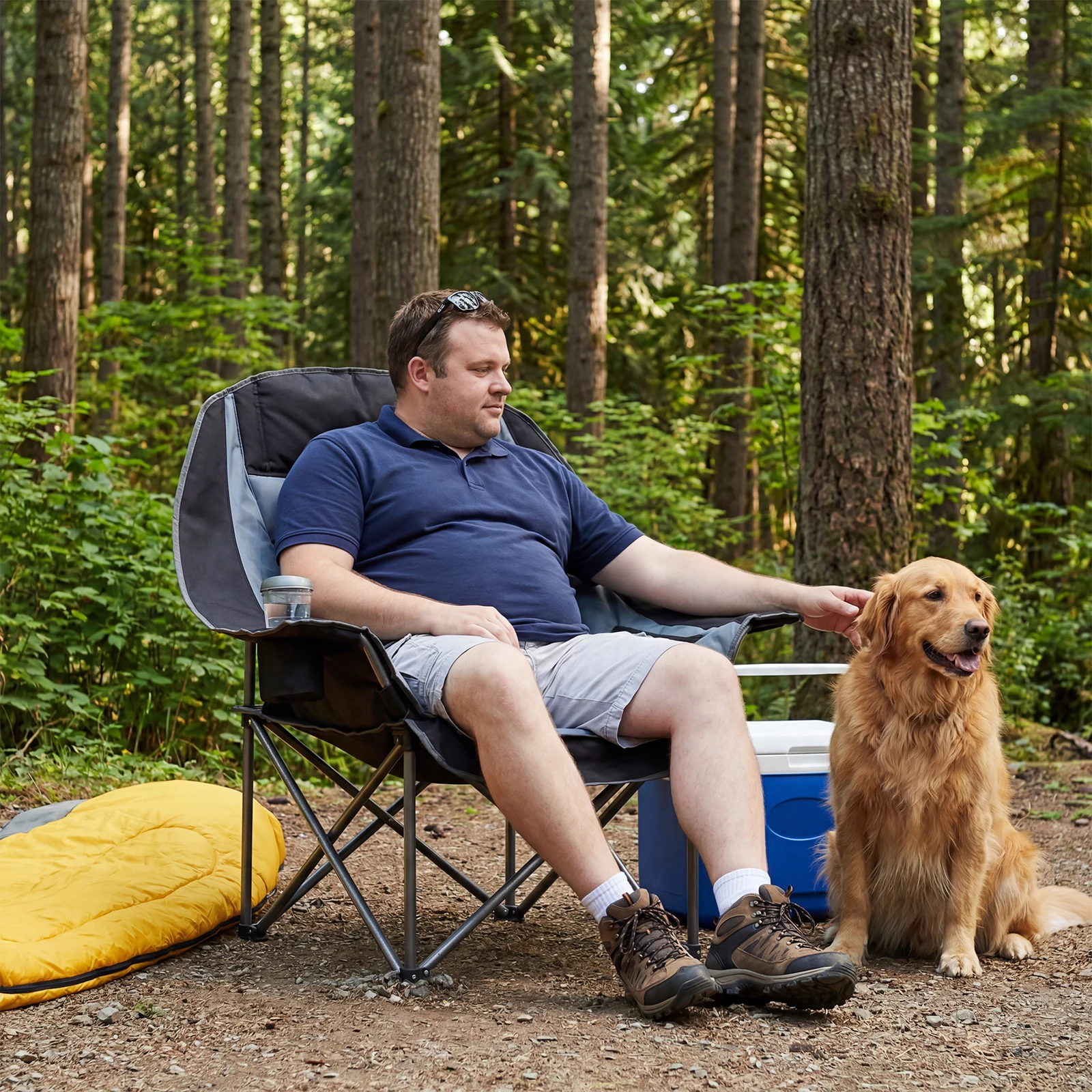JHK 450lbs Oversized Camping Chair Folding Chair with Cup Holder Padded Armrests Sturdy Steel Frame Outdoor Picnic Chair image 2