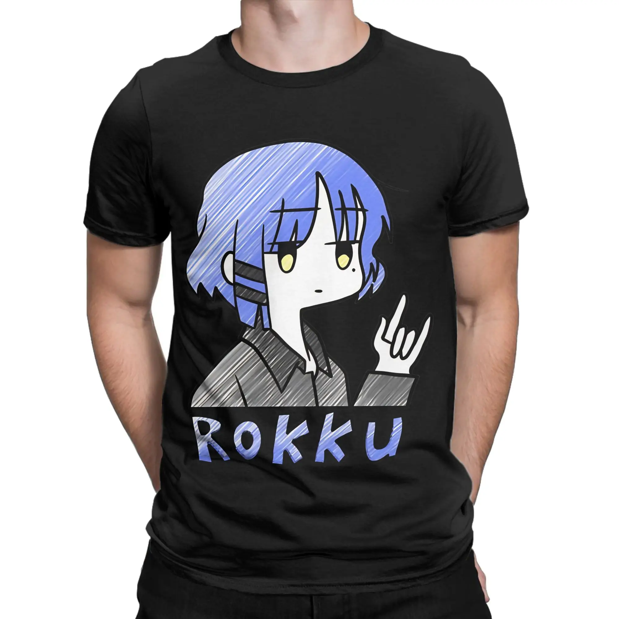 Punk Girl Illustration  Classic Bocchi the Rock Funny Graphic 100% Cotton T-Shirt Tops Tees For Men