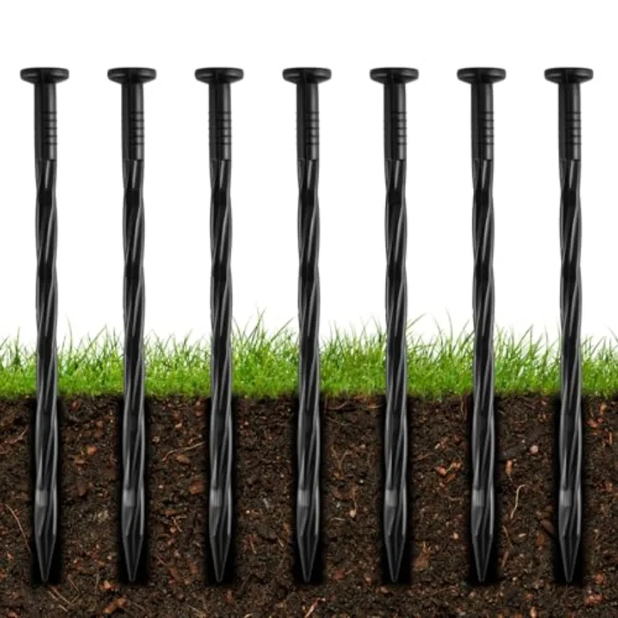 

8-Inch Plastic Landscape Edging Spikes, Spiral Anchoring Nails for Weed Barrier, Paver Edging, Landscape Edging, Artificial Tur