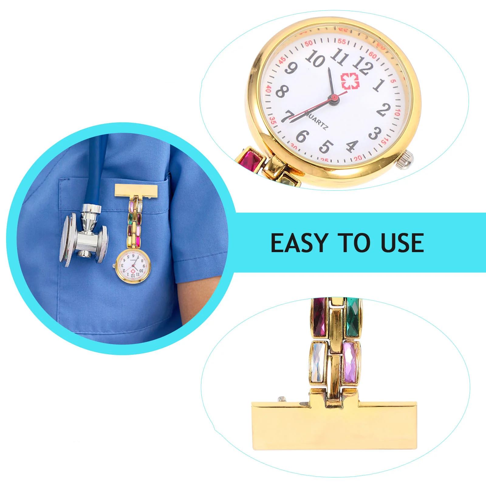 Rhinestone Nurse Hanging Watch Alloy Pocket Women'S Badge Chest Fob Student Universal Durable Practical View Easy Wear