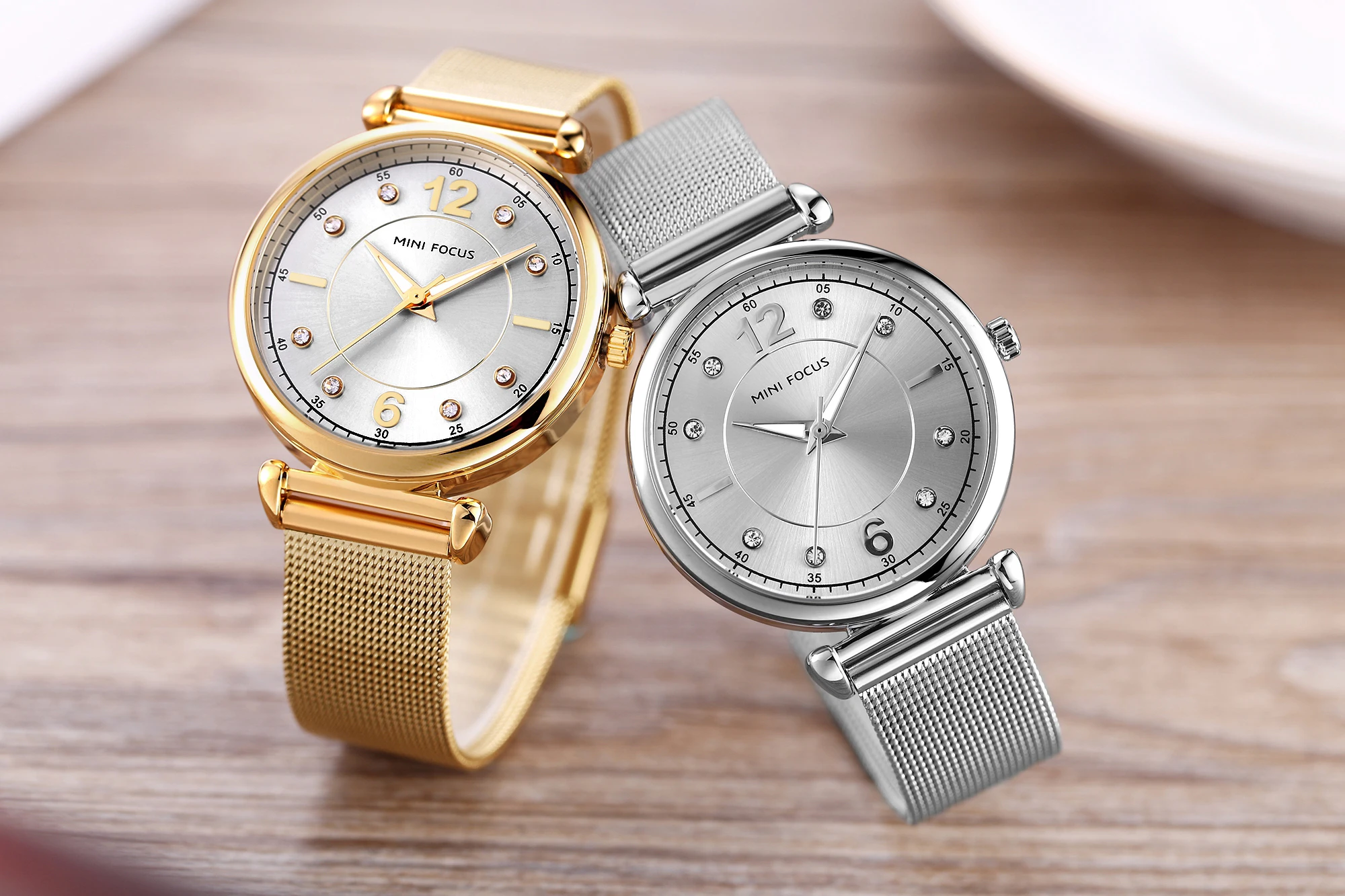 MINI FOCUS MF0177L Elegant Luxury Women Watch Mesh Steel Band Waterproof Japan Movement Ladies Quartz Watches