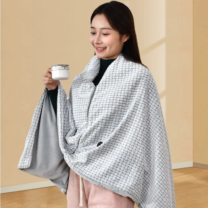 Graphene Heated Shawl USB Wearable Cordless Washable Fleece Blanket Wrap Portable Home Office Outdoor