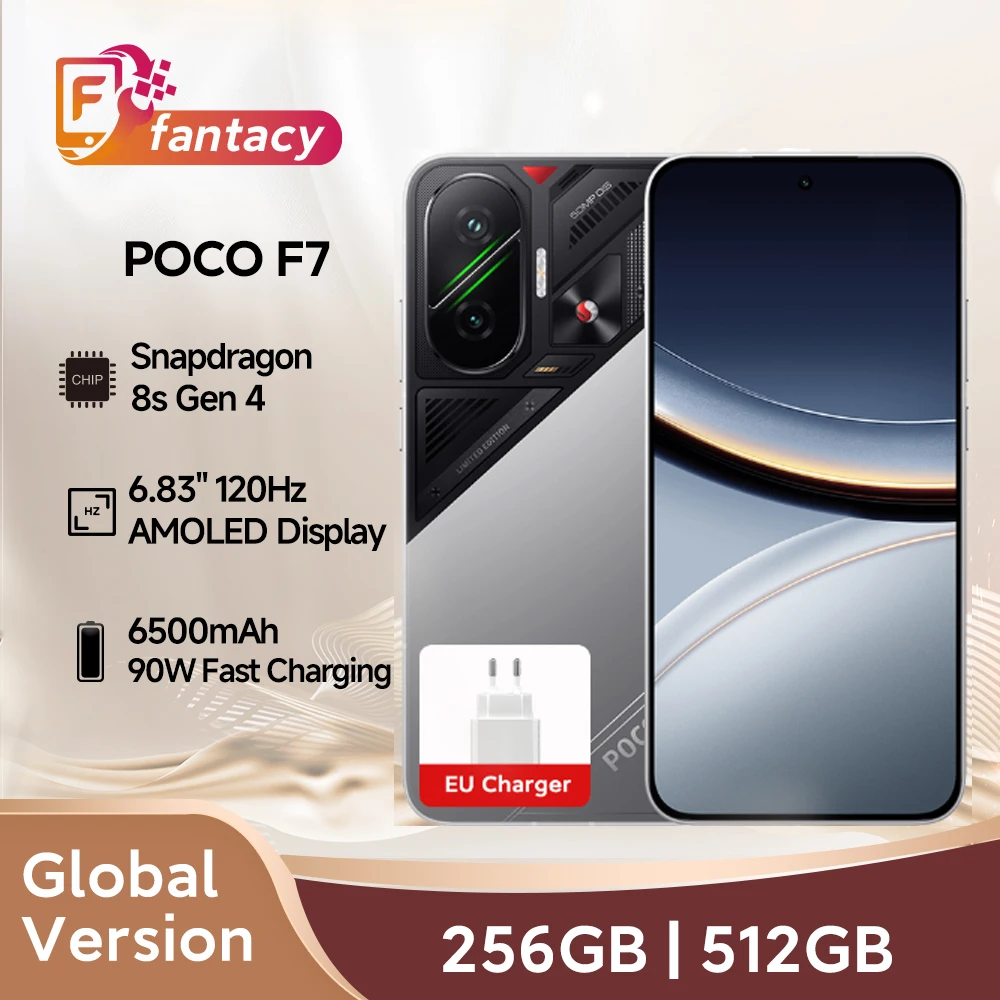 الإصدار العالمي POCO F7 5G Snapdragon 8s Gen 4 الهاتف الذكي 50MP كاميرا مزدوجة 6.83 بوصة 1.5K عرض IP68 90W HyperCharge 6500mAh #1