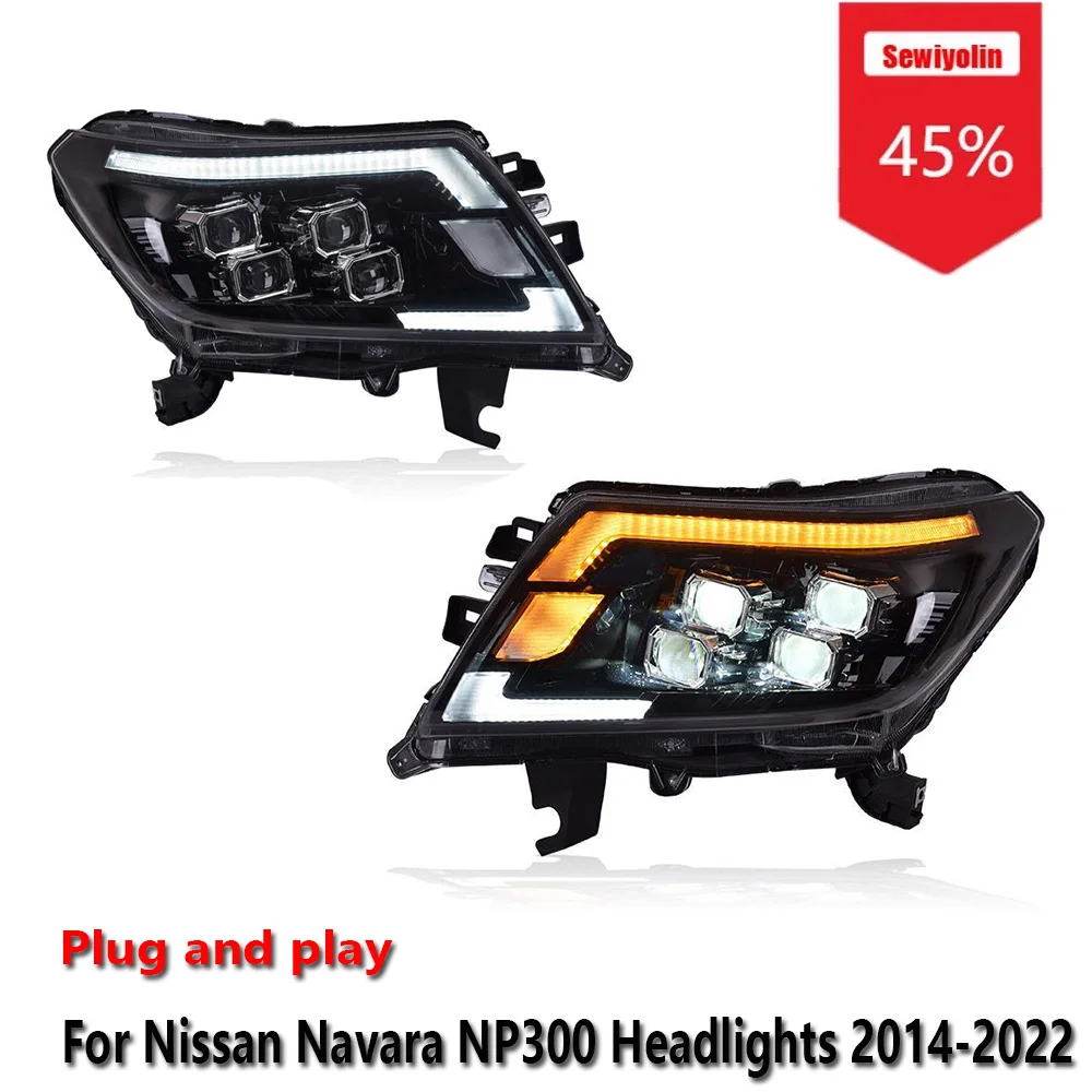 

Sewiyolin Car LED Headlight Assemblies For Nissan Navara NP300 Headlights 2014-2022 Fog DRL Brake Turn Signal Lamp Plug and Play