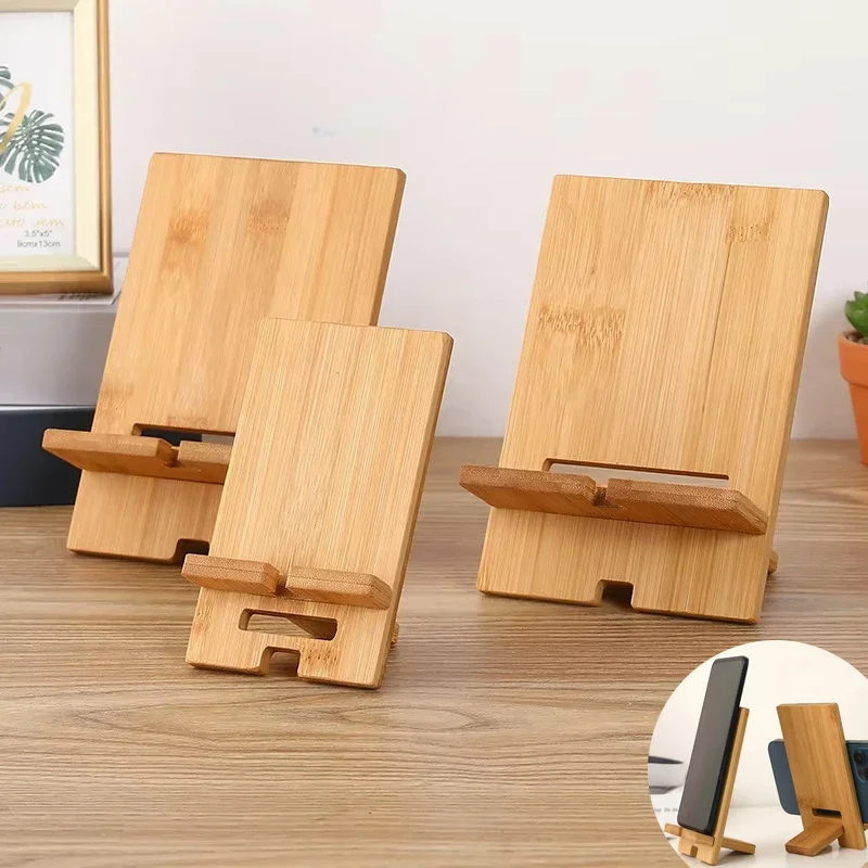 New Simple Universal Portable Solid Wood Cell Phone Racks Desk Stand Holder for Mobile Phone Tablet PC E-reader Home Accessories