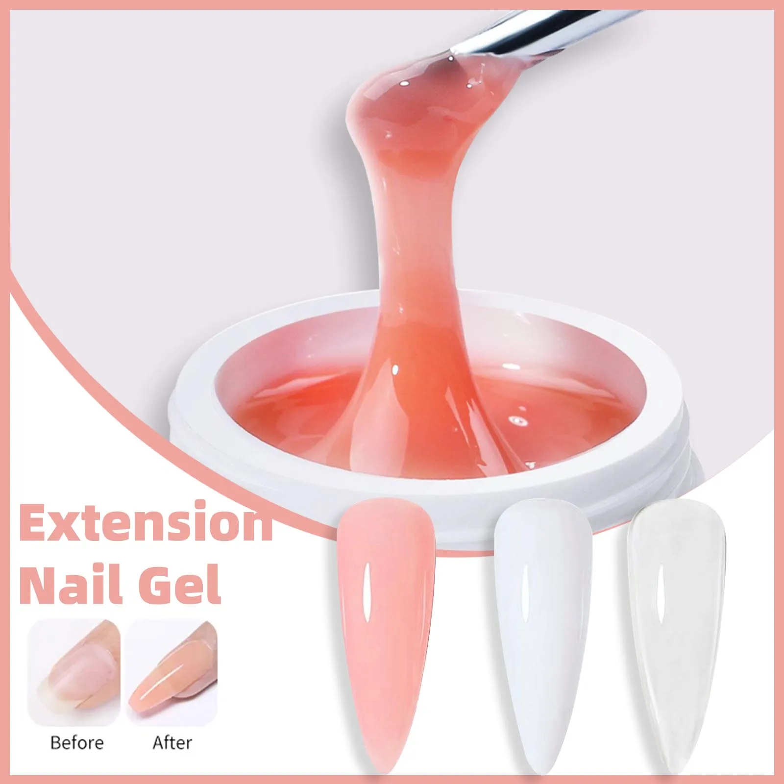 60ml Nail Art Gel Polish Nail Pink White Clear Varnish Acrylic Powder Liquid Nail Art Poly Nail Gel for Fingertip Extension tool