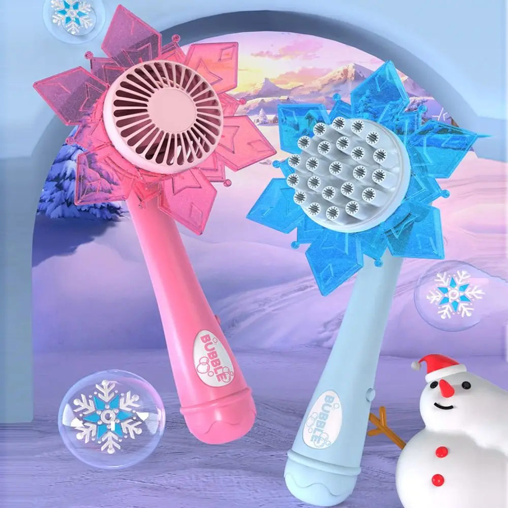 

Interactive Snowflake Bubble Machine Automatic Plastic Soap Bubble Stick Set Multicolor Electric Blowing Tools Machine Outdoor