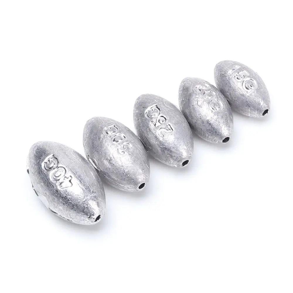 5Pcs Olive Shape Fishing Sinkers Bait Sinker Jig Head Weights Soft Lure Group Bait Fishing Accessories 20/25/30/40/50/60/70g