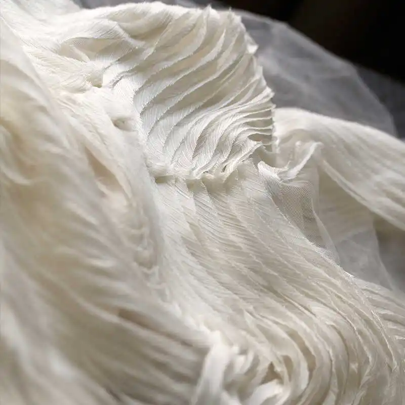 

Three-dimensional Heavy Craft Wave Texture Mesh Hanfu Fabric Creative Curve Texture Clothing Shear Designer Fabric