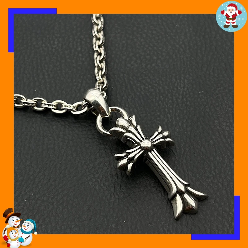 Premium Retro Water Drop Ring Double-layer Cross Necklace Medium Hip-hop Personality Pendant Classic Trendy Brand